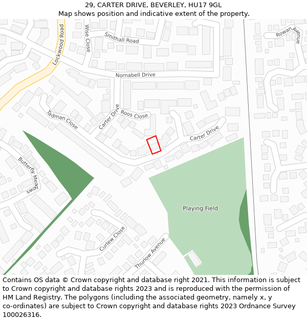 29, CARTER DRIVE, BEVERLEY, HU17 9GL: Location map and indicative extent of plot