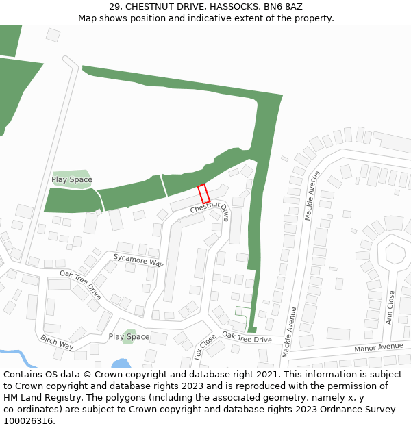 29, CHESTNUT DRIVE, HASSOCKS, BN6 8AZ: Location map and indicative extent of plot