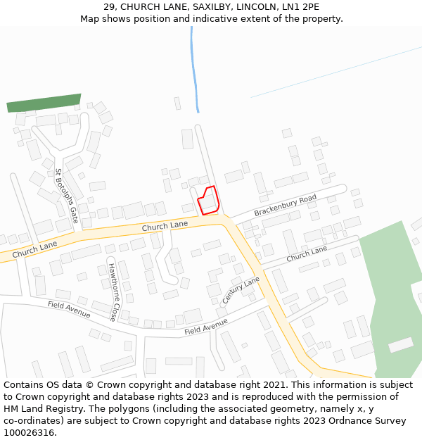 29, CHURCH LANE, SAXILBY, LINCOLN, LN1 2PE: Location map and indicative extent of plot