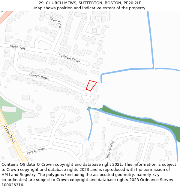 29, CHURCH MEWS, SUTTERTON, BOSTON, PE20 2LE: Location map and indicative extent of plot
