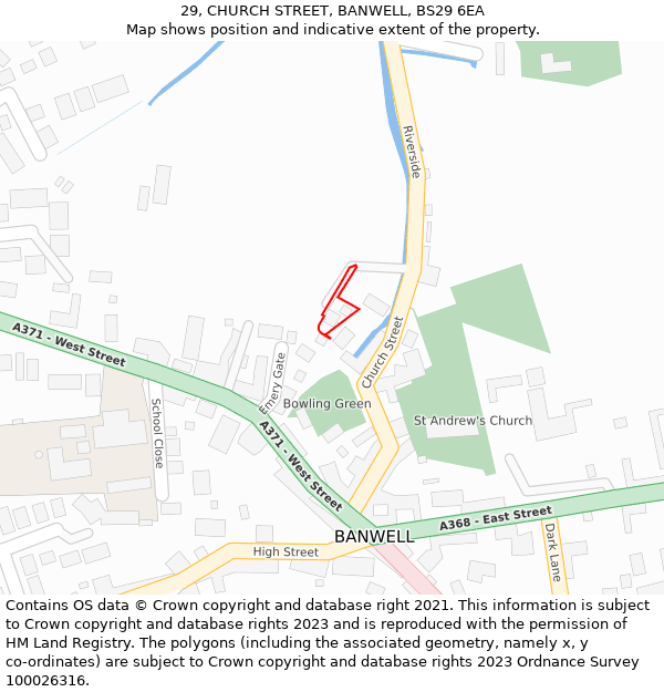 29, CHURCH STREET, BANWELL, BS29 6EA: Location map and indicative extent of plot