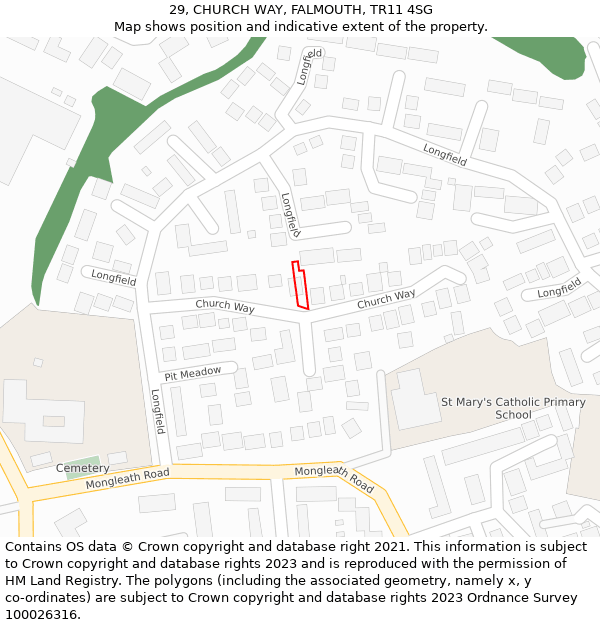 29, CHURCH WAY, FALMOUTH, TR11 4SG: Location map and indicative extent of plot