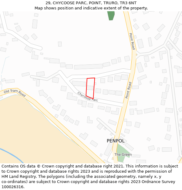 29, CHYCOOSE PARC, POINT, TRURO, TR3 6NT: Location map and indicative extent of plot