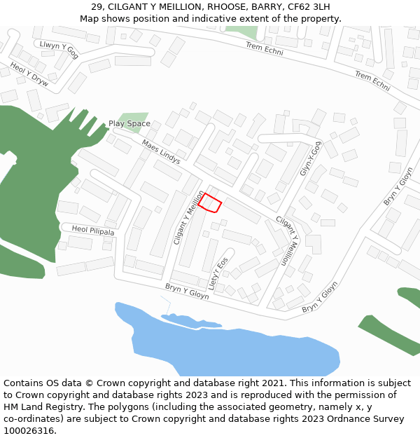 29, CILGANT Y MEILLION, RHOOSE, BARRY, CF62 3LH: Location map and indicative extent of plot