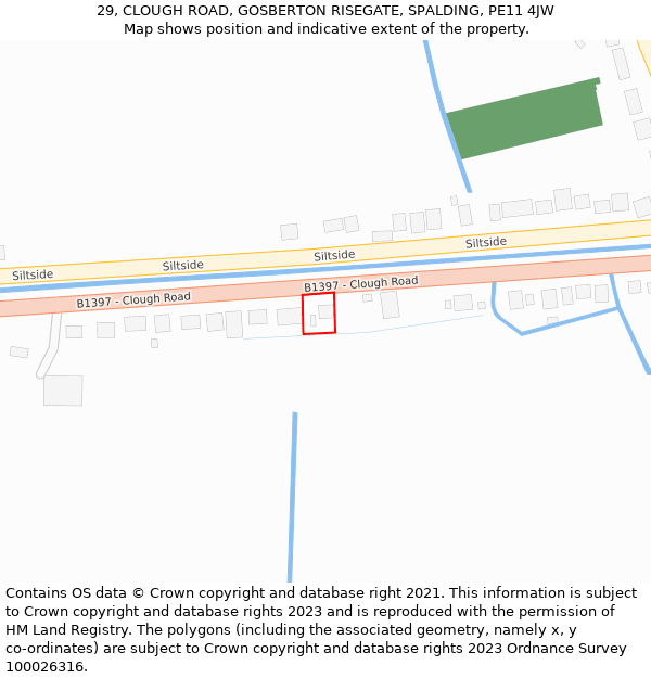 29, CLOUGH ROAD, GOSBERTON RISEGATE, SPALDING, PE11 4JW: Location map and indicative extent of plot
