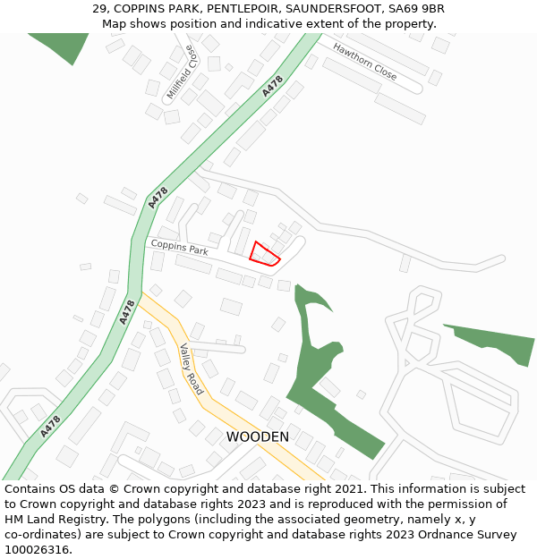 29, COPPINS PARK, PENTLEPOIR, SAUNDERSFOOT, SA69 9BR: Location map and indicative extent of plot