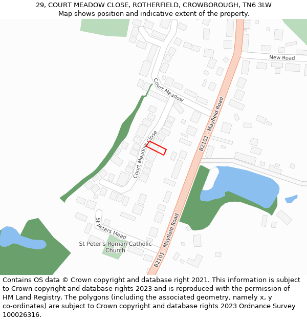 29, COURT MEADOW CLOSE, ROTHERFIELD, CROWBOROUGH, TN6 3LW: Location map and indicative extent of plot