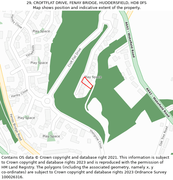 29, CROFTFLAT DRIVE, FENAY BRIDGE, HUDDERSFIELD, HD8 0FS: Location map and indicative extent of plot