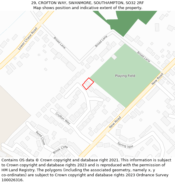 29, CROFTON WAY, SWANMORE, SOUTHAMPTON, SO32 2RF: Location map and indicative extent of plot