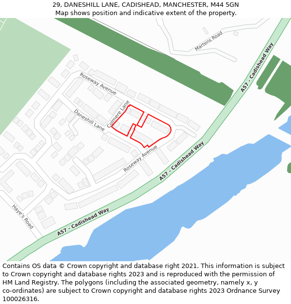 29, DANESHILL LANE, CADISHEAD, MANCHESTER, M44 5GN: Location map and indicative extent of plot