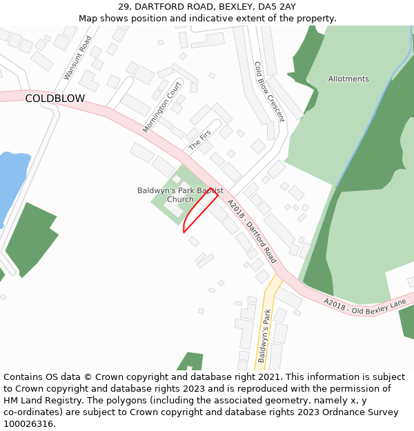 29, DARTFORD ROAD, BEXLEY, DA5 2AY: Location map and indicative extent of plot