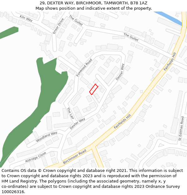 29, DEXTER WAY, BIRCHMOOR, TAMWORTH, B78 1AZ: Location map and indicative extent of plot