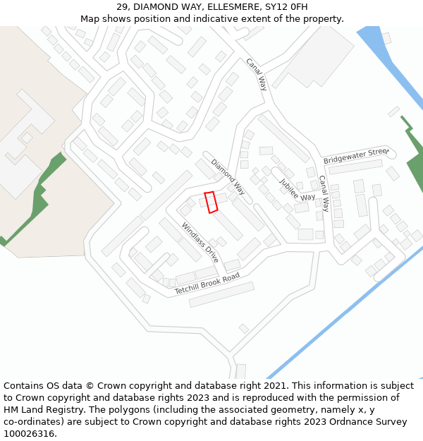 29, DIAMOND WAY, ELLESMERE, SY12 0FH: Location map and indicative extent of plot