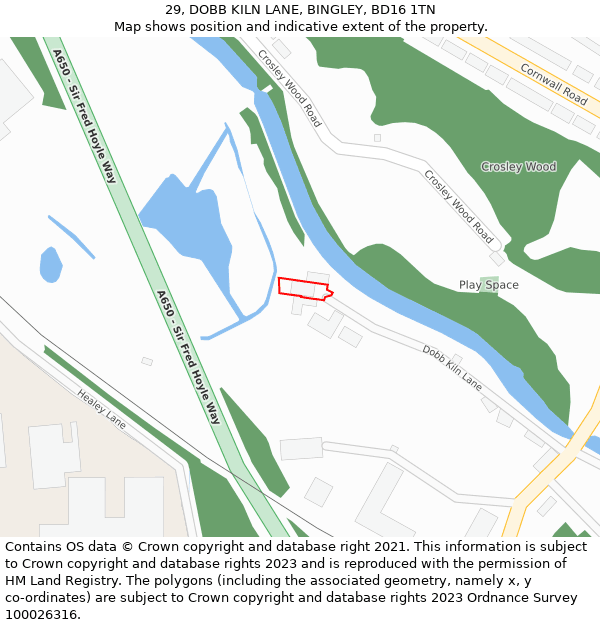 29, DOBB KILN LANE, BINGLEY, BD16 1TN: Location map and indicative extent of plot