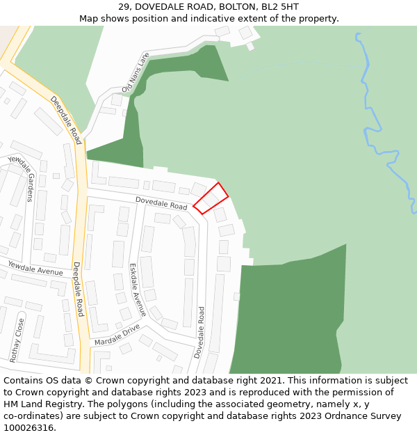 29, DOVEDALE ROAD, BOLTON, BL2 5HT: Location map and indicative extent of plot