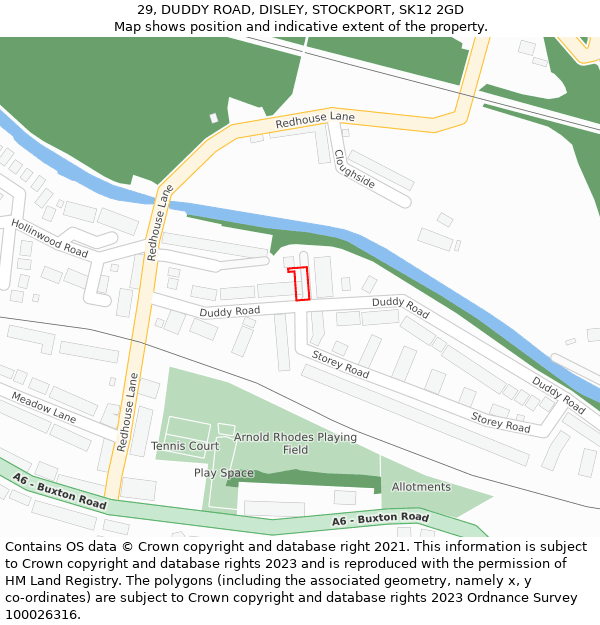 29, DUDDY ROAD, DISLEY, STOCKPORT, SK12 2GD: Location map and indicative extent of plot