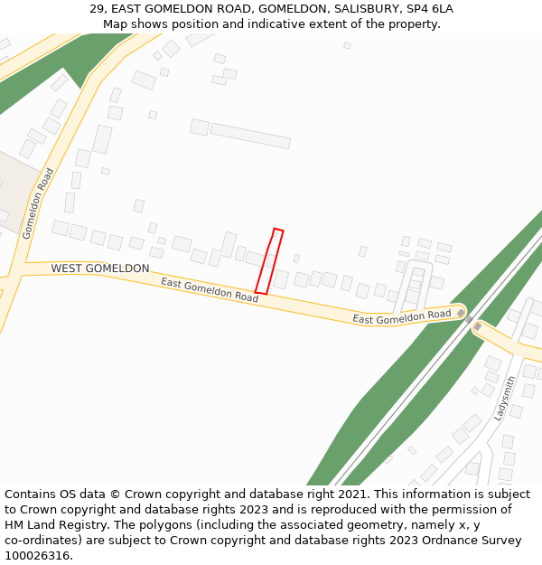 29, EAST GOMELDON ROAD, GOMELDON, SALISBURY, SP4 6LA: Location map and indicative extent of plot