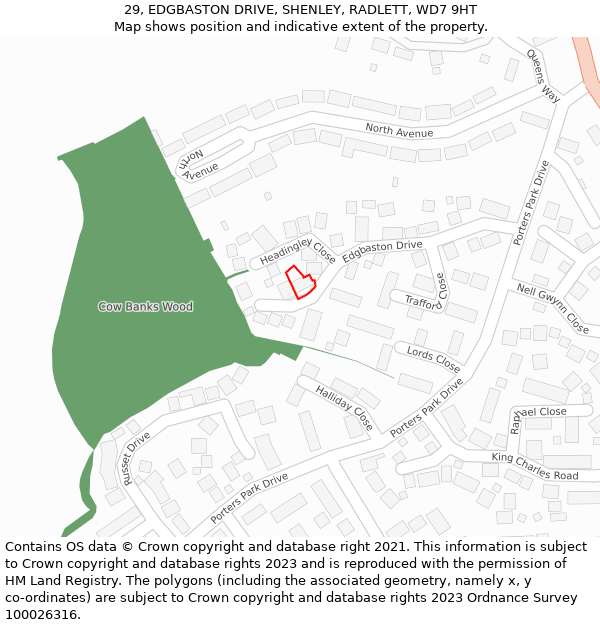 29, EDGBASTON DRIVE, SHENLEY, RADLETT, WD7 9HT: Location map and indicative extent of plot