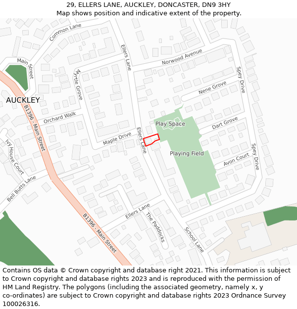 29, ELLERS LANE, AUCKLEY, DONCASTER, DN9 3HY: Location map and indicative extent of plot