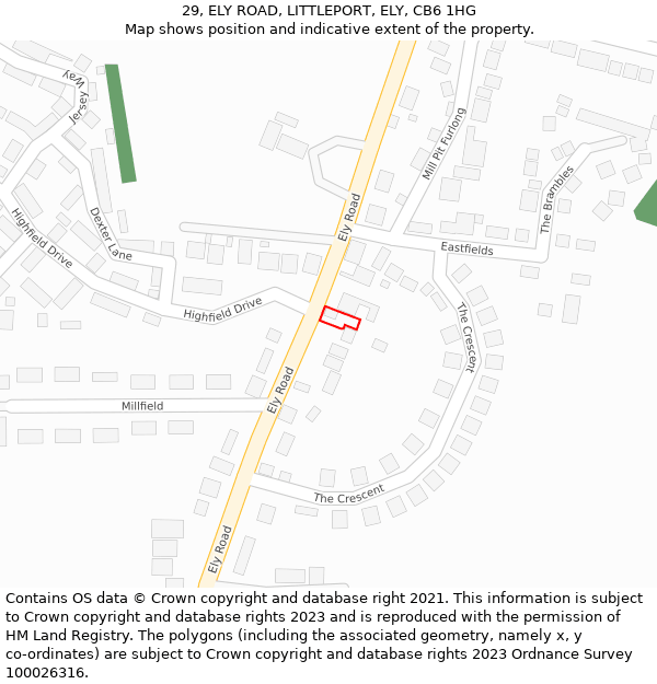 29, ELY ROAD, LITTLEPORT, ELY, CB6 1HG: Location map and indicative extent of plot