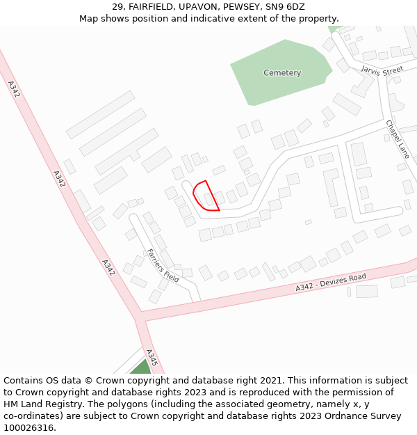 29, FAIRFIELD, UPAVON, PEWSEY, SN9 6DZ: Location map and indicative extent of plot