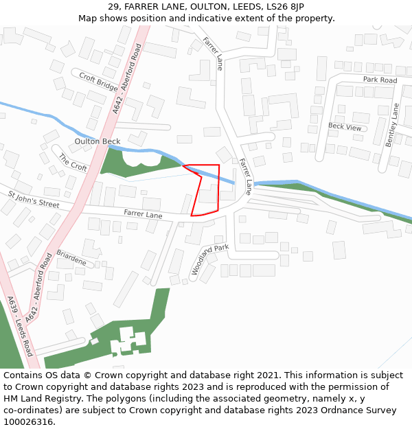 29, FARRER LANE, OULTON, LEEDS, LS26 8JP: Location map and indicative extent of plot