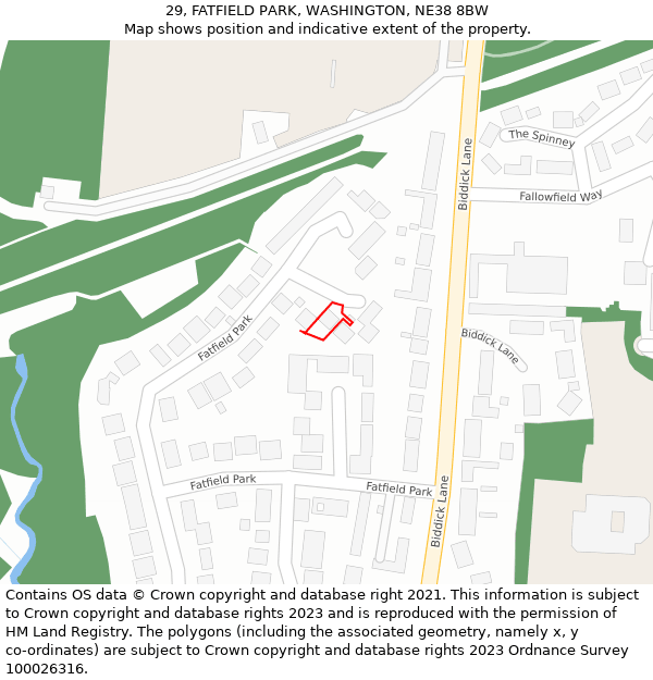 29, FATFIELD PARK, WASHINGTON, NE38 8BW: Location map and indicative extent of plot