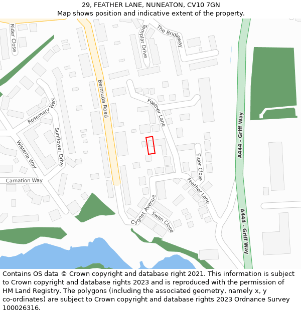 29, FEATHER LANE, NUNEATON, CV10 7GN: Location map and indicative extent of plot