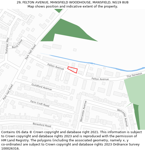 29, FELTON AVENUE, MANSFIELD WOODHOUSE, MANSFIELD, NG19 8UB: Location map and indicative extent of plot