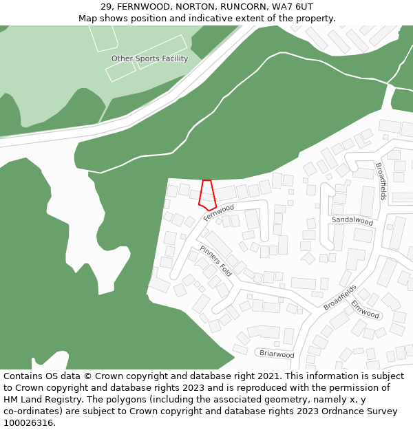 29, FERNWOOD, NORTON, RUNCORN, WA7 6UT: Location map and indicative extent of plot