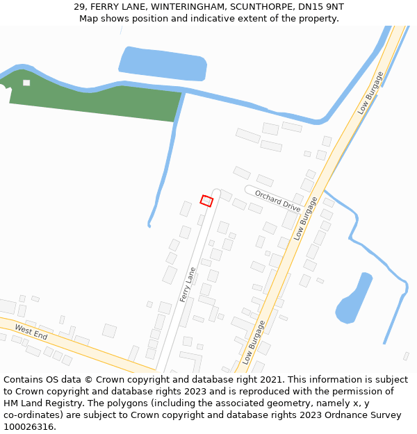 29, FERRY LANE, WINTERINGHAM, SCUNTHORPE, DN15 9NT: Location map and indicative extent of plot