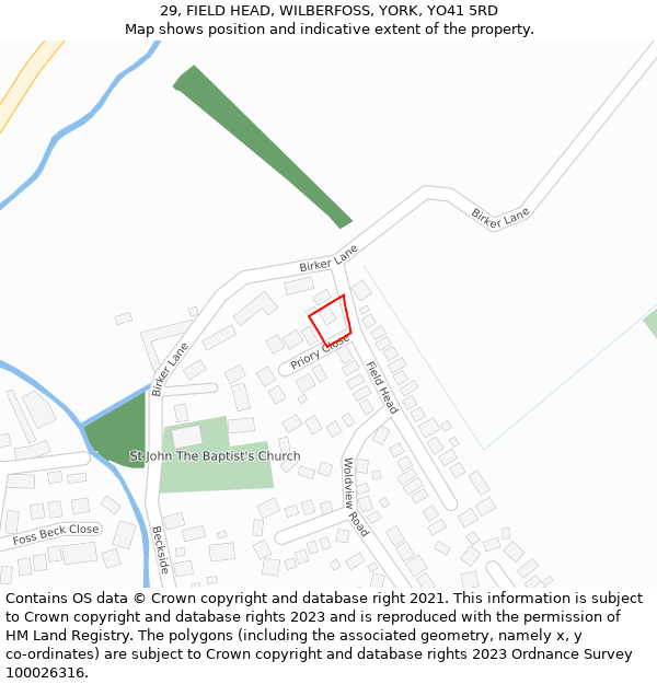 29, FIELD HEAD, WILBERFOSS, YORK, YO41 5RD: Location map and indicative extent of plot