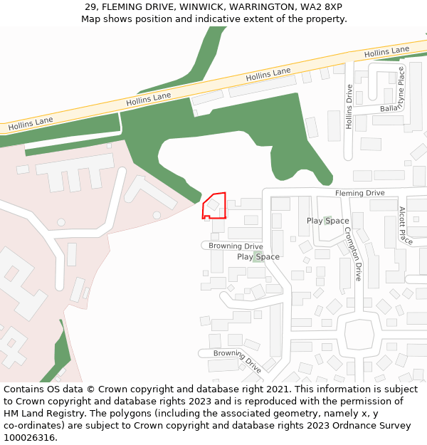 29, FLEMING DRIVE, WINWICK, WARRINGTON, WA2 8XP: Location map and indicative extent of plot