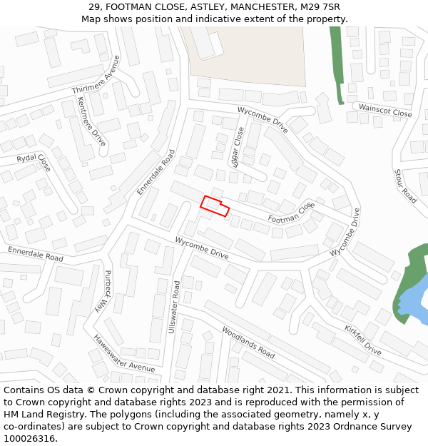 29, FOOTMAN CLOSE, ASTLEY, MANCHESTER, M29 7SR: Location map and indicative extent of plot