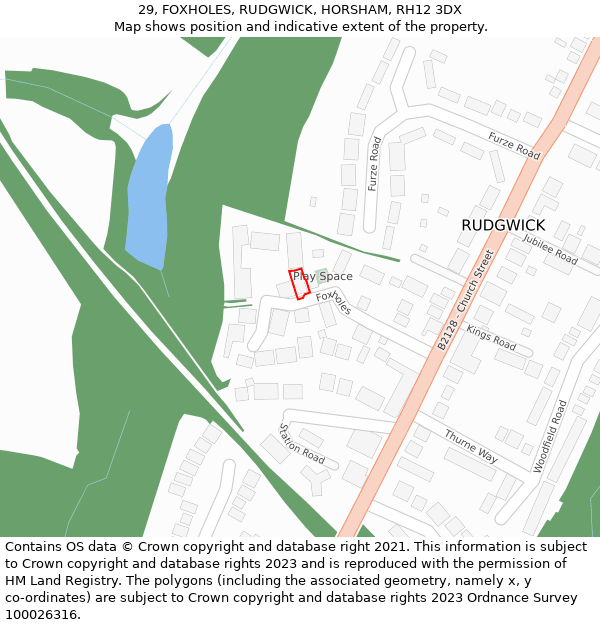 29, FOXHOLES, RUDGWICK, HORSHAM, RH12 3DX: Location map and indicative extent of plot