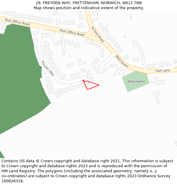 29, FREYDEN WAY, FRETTENHAM, NORWICH, NR12 7NB: Location map and indicative extent of plot