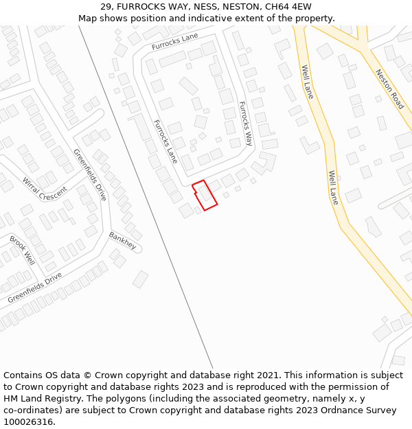 29, FURROCKS WAY, NESS, NESTON, CH64 4EW: Location map and indicative extent of plot