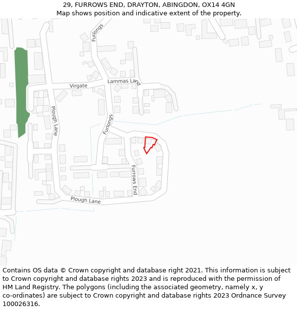 29, FURROWS END, DRAYTON, ABINGDON, OX14 4GN: Location map and indicative extent of plot