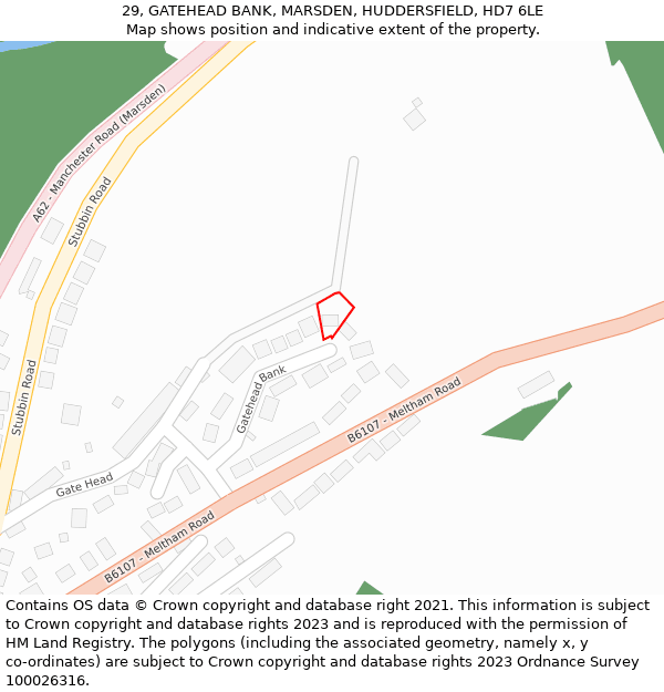 29, GATEHEAD BANK, MARSDEN, HUDDERSFIELD, HD7 6LE: Location map and indicative extent of plot