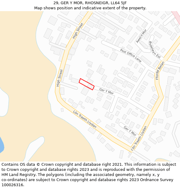 29, GER Y MOR, RHOSNEIGR, LL64 5JF: Location map and indicative extent of plot