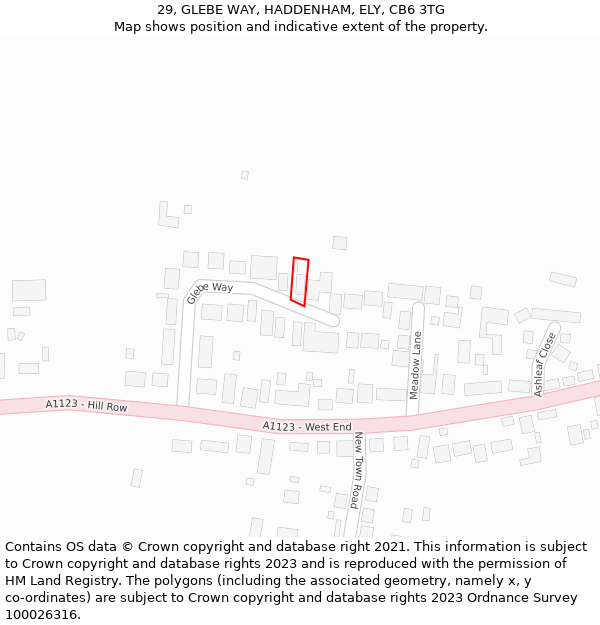 29, GLEBE WAY, HADDENHAM, ELY, CB6 3TG: Location map and indicative extent of plot