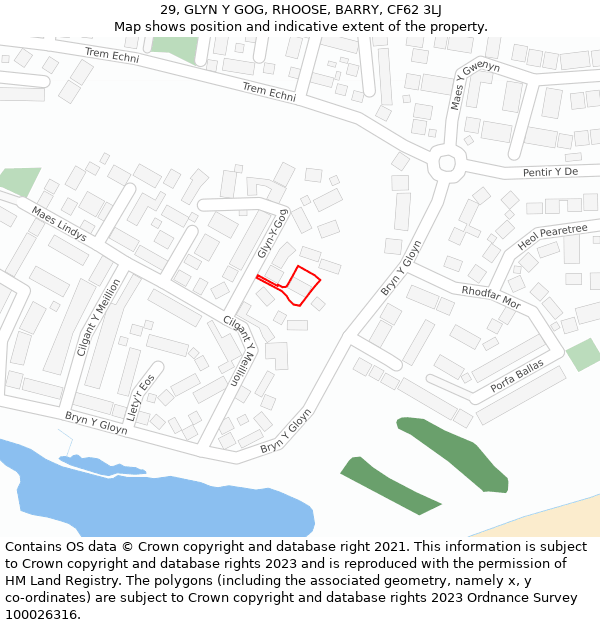 29, GLYN Y GOG, RHOOSE, BARRY, CF62 3LJ: Location map and indicative extent of plot
