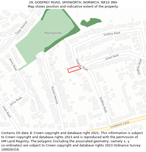 29, GODFREY ROAD, SPIXWORTH, NORWICH, NR10 3NH: Location map and indicative extent of plot