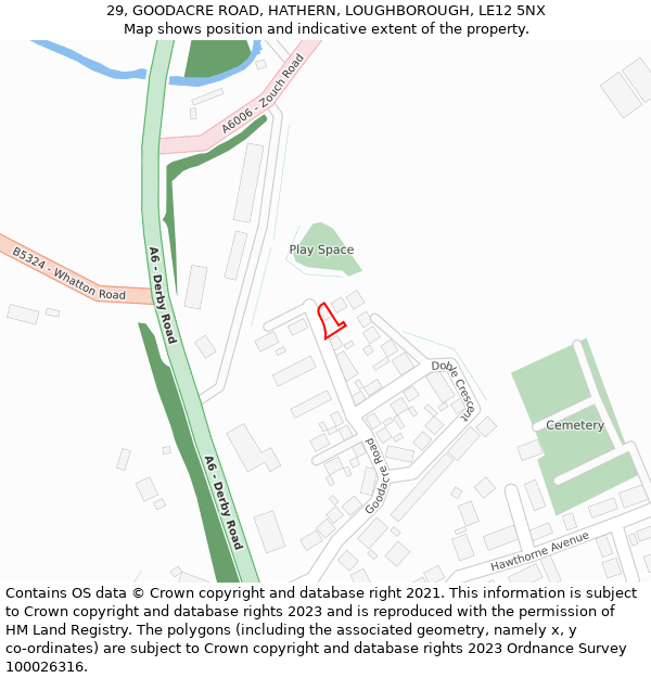 29, GOODACRE ROAD, HATHERN, LOUGHBOROUGH, LE12 5NX: Location map and indicative extent of plot