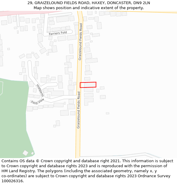 29, GRAIZELOUND FIELDS ROAD, HAXEY, DONCASTER, DN9 2LN: Location map and indicative extent of plot