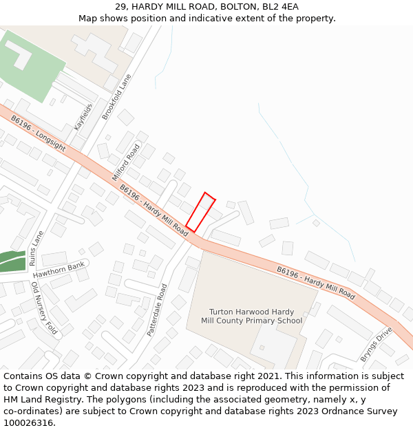 29, HARDY MILL ROAD, BOLTON, BL2 4EA: Location map and indicative extent of plot