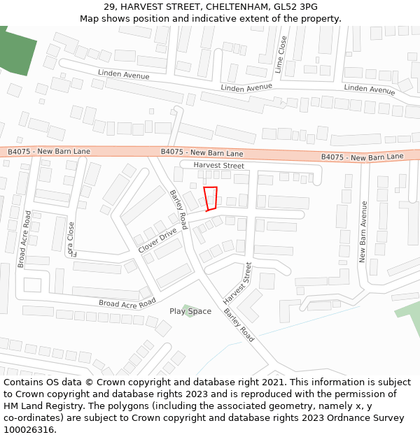 29, HARVEST STREET, CHELTENHAM, GL52 3PG: Location map and indicative extent of plot