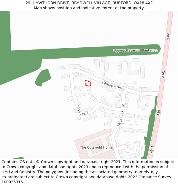29, HAWTHORN DRIVE, BRADWELL VILLAGE, BURFORD, OX18 4XF: Location map and indicative extent of plot