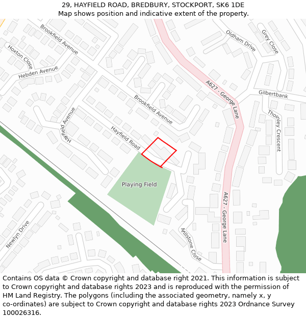 29, HAYFIELD ROAD, BREDBURY, STOCKPORT, SK6 1DE: Location map and indicative extent of plot