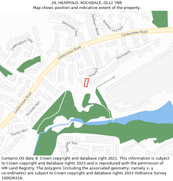 29, HEAPFOLD, ROCHDALE, OL12 7NR: Location map and indicative extent of plot